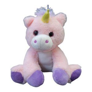 Fiesta Unicorn Plush Sparkle Eyes Pink Purple 10 Inch Stuffed Animal Toy